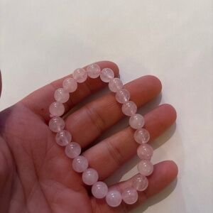 Handmade stone rose, quartz beaded bracelet, emotional healing, love, and joy